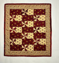 Handmade Patchwork Mini Quilt – Burgundy & Cream