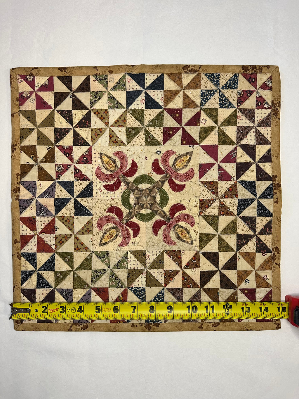Handmade Floral Patchwork Mini Quilt – Pinwheel Design