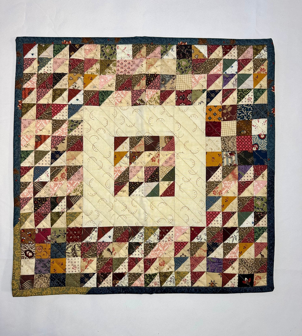 Reversible Handmade Patchwork Mini Quilt – Blue Floral Back