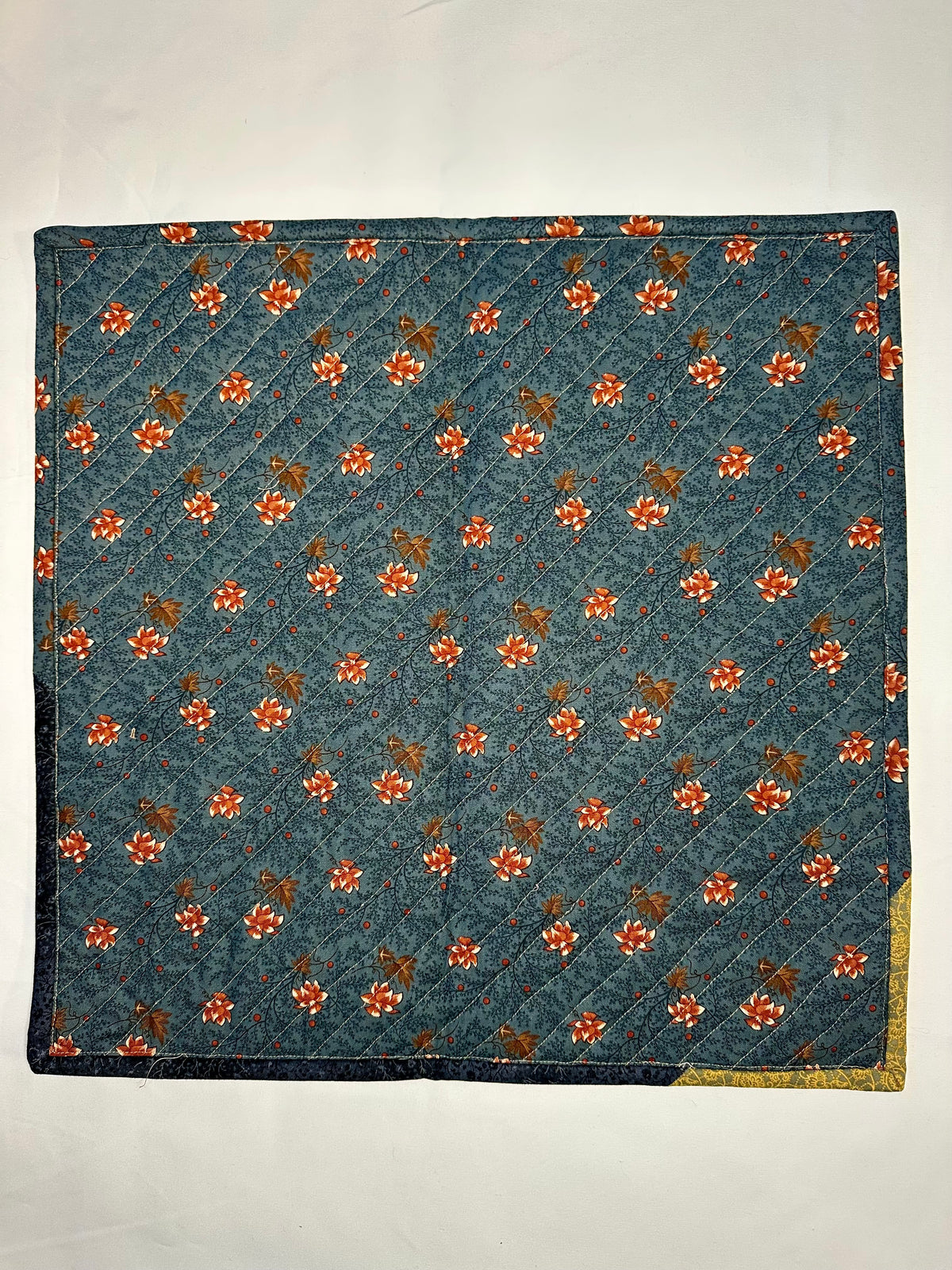 Reversible Handmade Patchwork Mini Quilt – Blue Floral Back