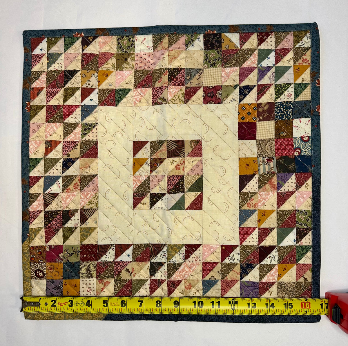 Reversible Handmade Patchwork Mini Quilt – Blue Floral Back