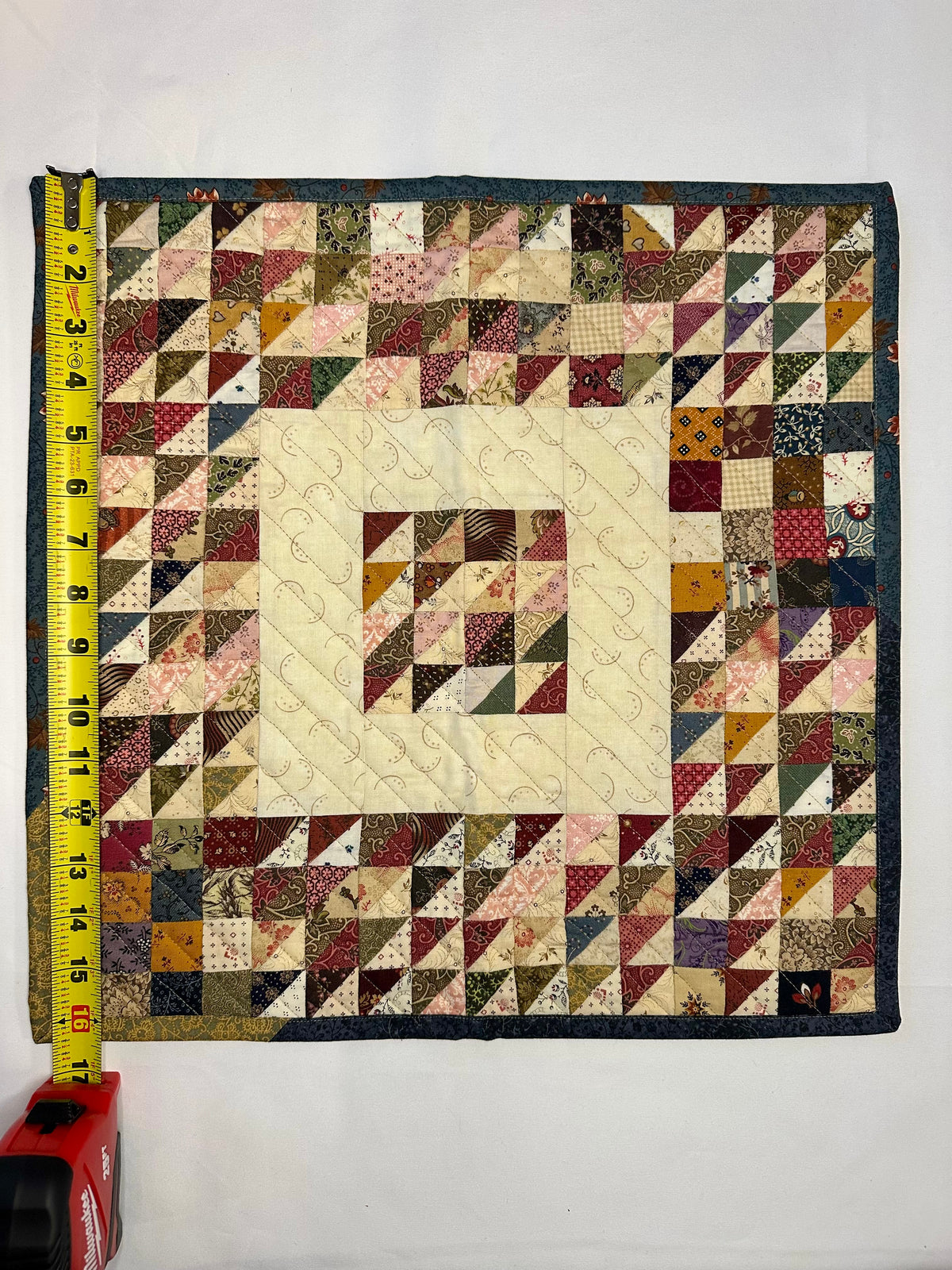 Reversible Handmade Patchwork Mini Quilt – Blue Floral Back