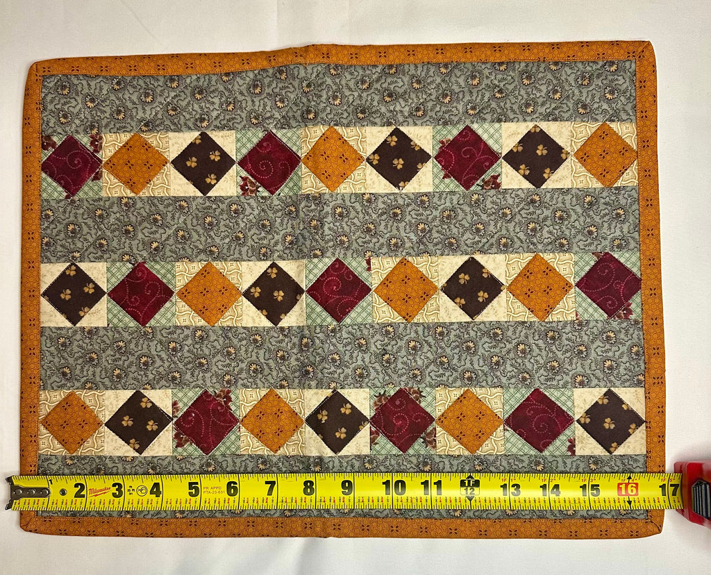 Handmade Diamond Patchwork Mini Quilt – 17" × 13"