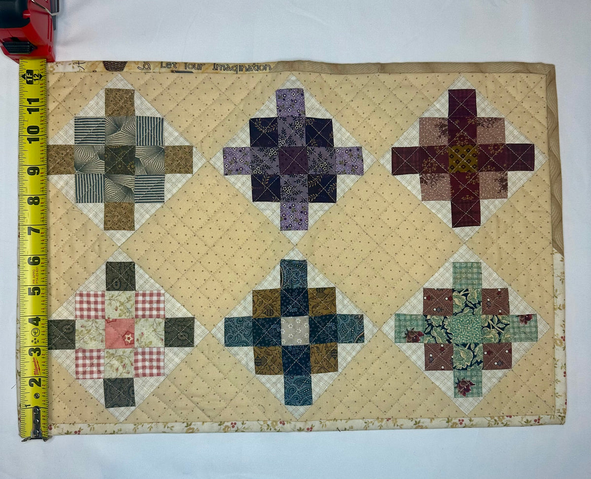 Handmade Patchwork Mini Quilt – Six Block Design