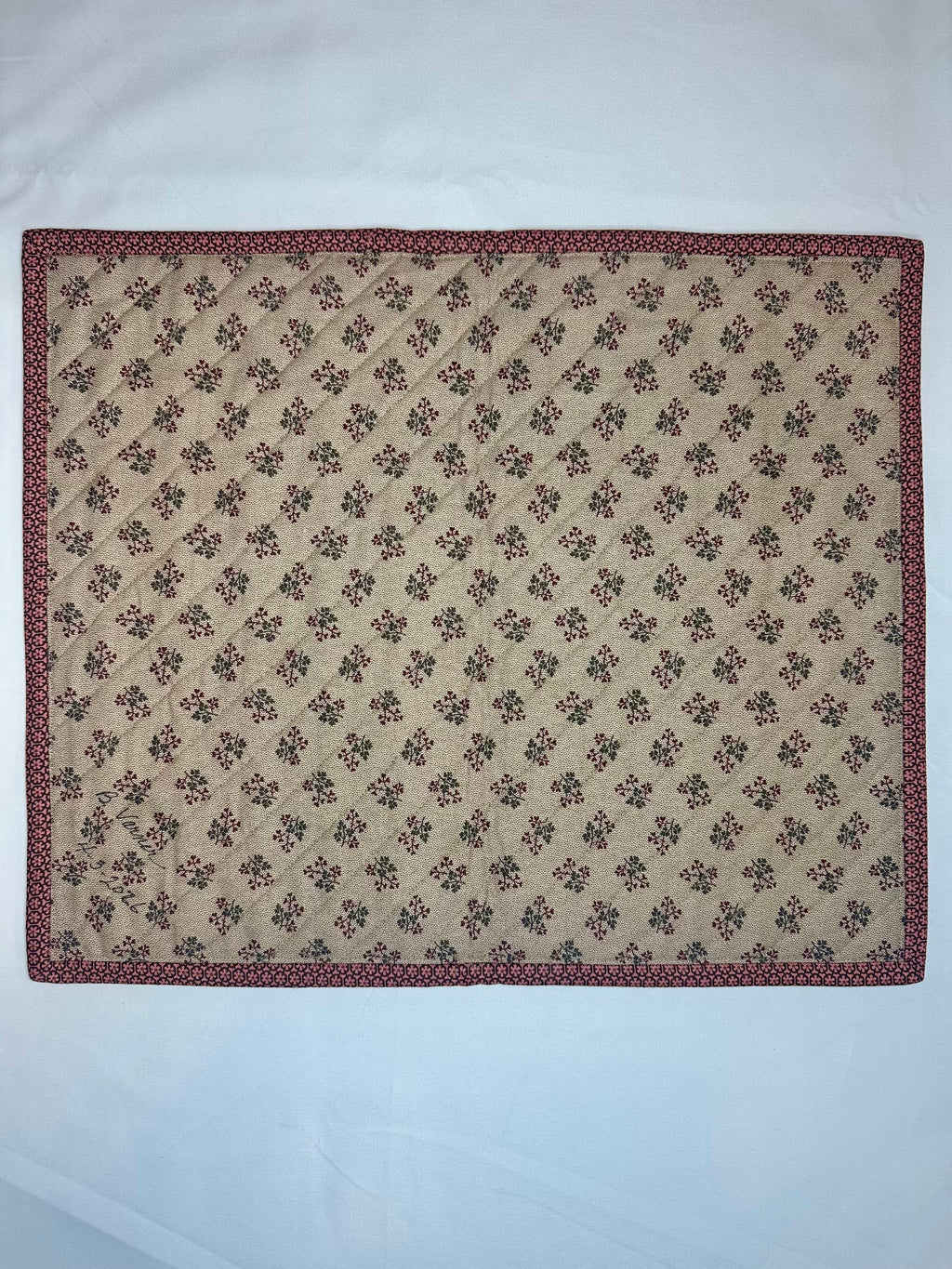 Handmade Triangle Patchwork Mini Quilt – Burgundy & Cream
