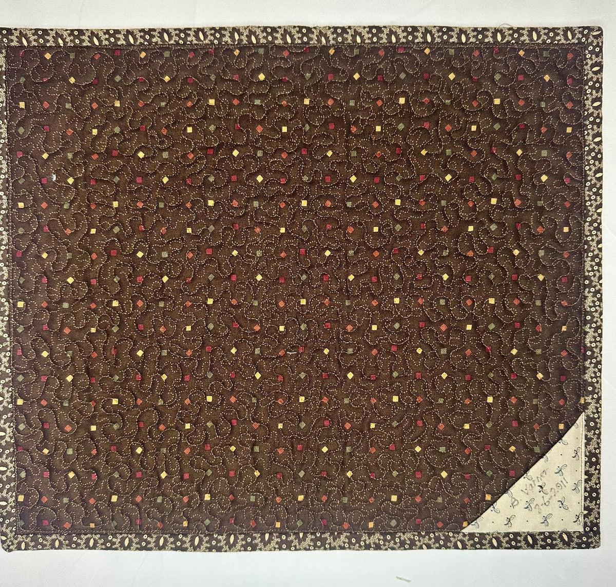 Handmade Pinwheel Patchwork Mini Quilt – 13" × 11"