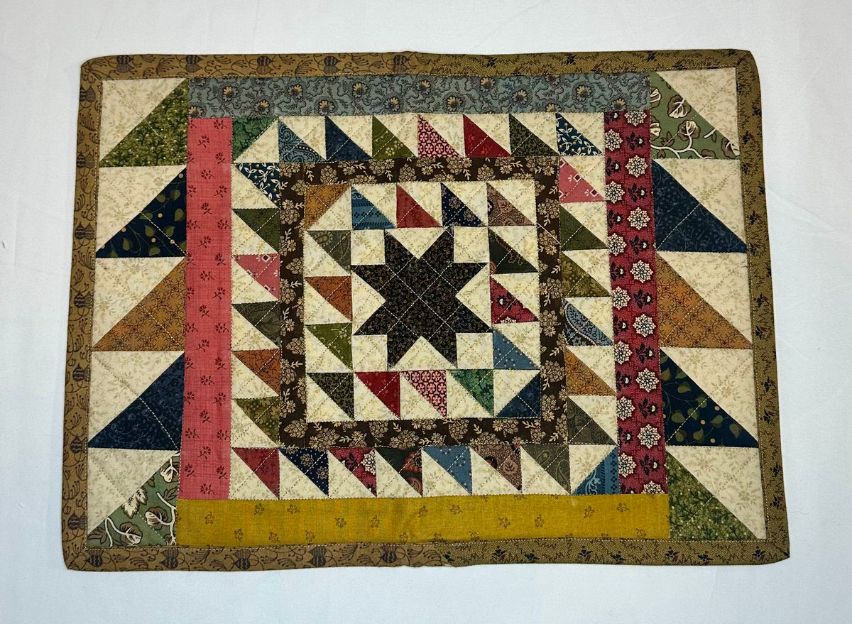 Handmade Star Patchwork Mini Quilt – 15" × 11"