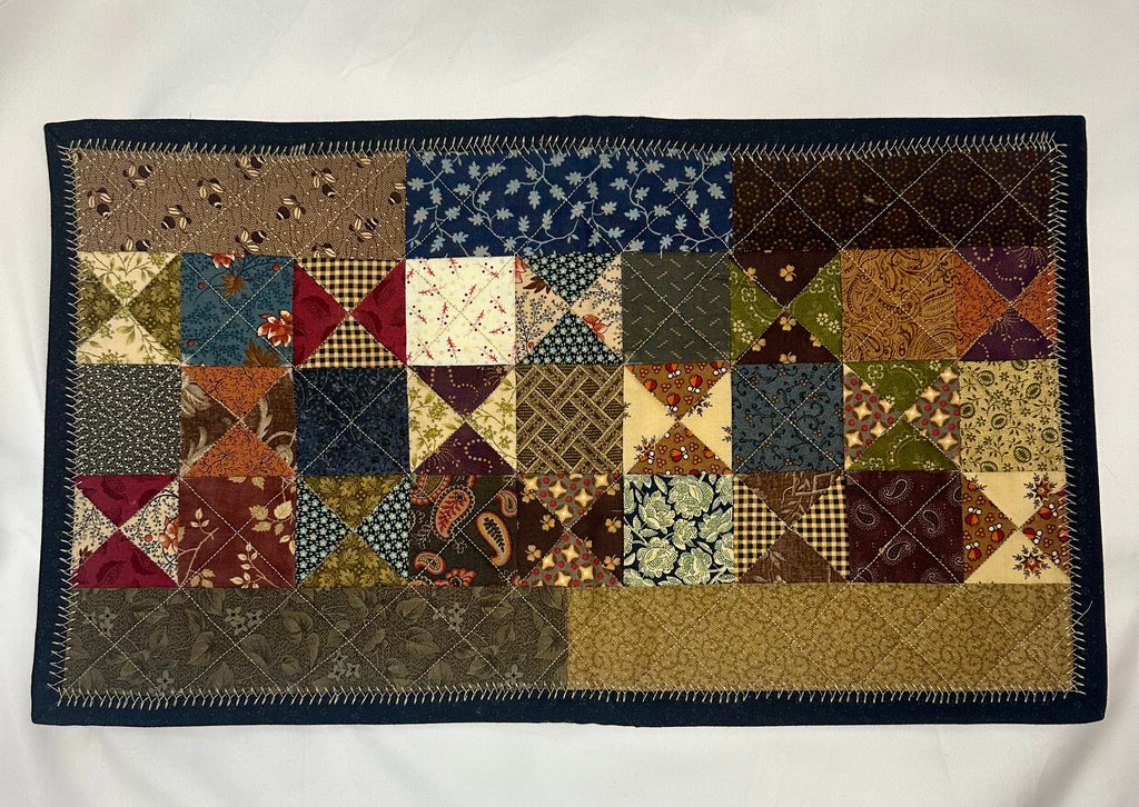 Handmade Hourglass Patchwork Mini Quilt – 18" × 11"