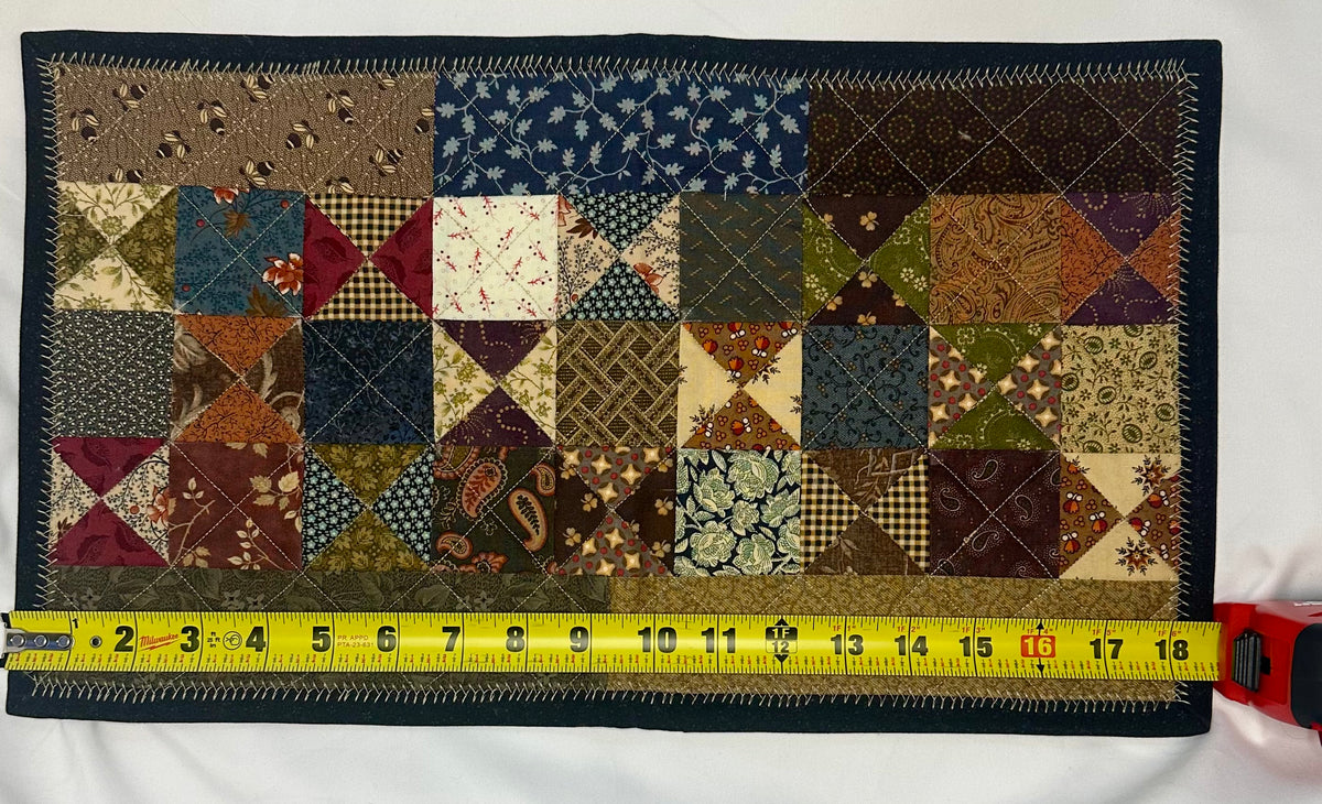 Handmade Hourglass Patchwork Mini Quilt – 18" × 11"