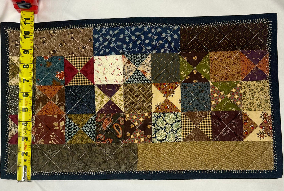 Handmade Hourglass Patchwork Mini Quilt – 18" × 11"