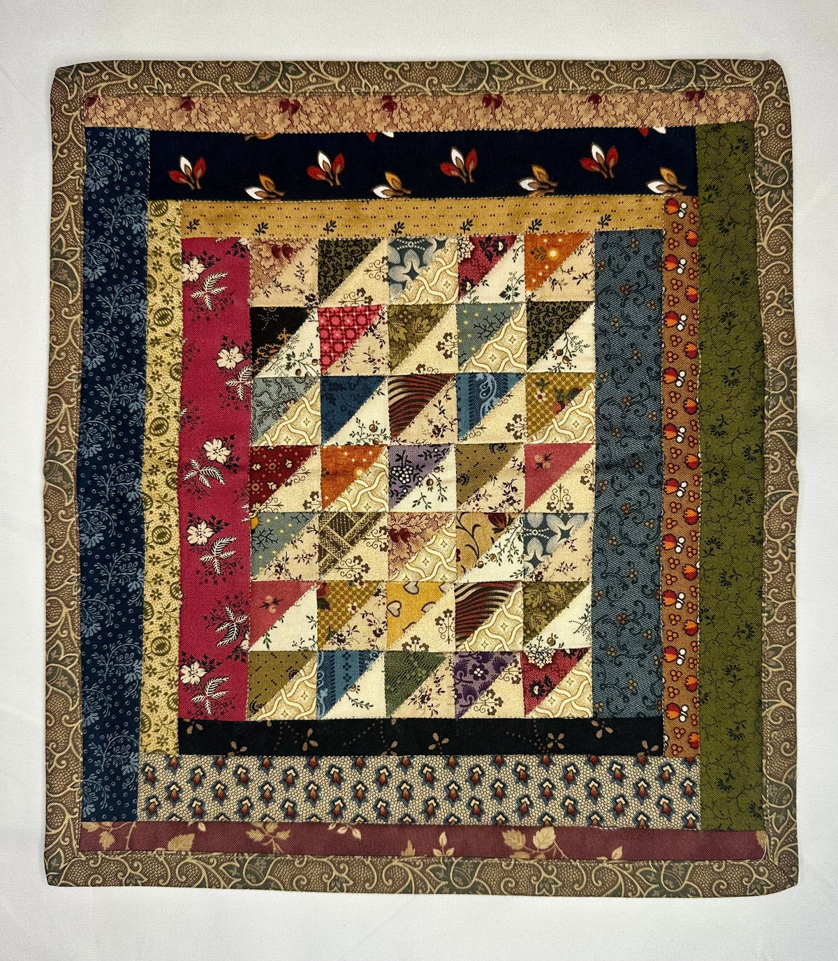 Handmade Scrappy Patchwork Mini Quilt – 11" × 12"