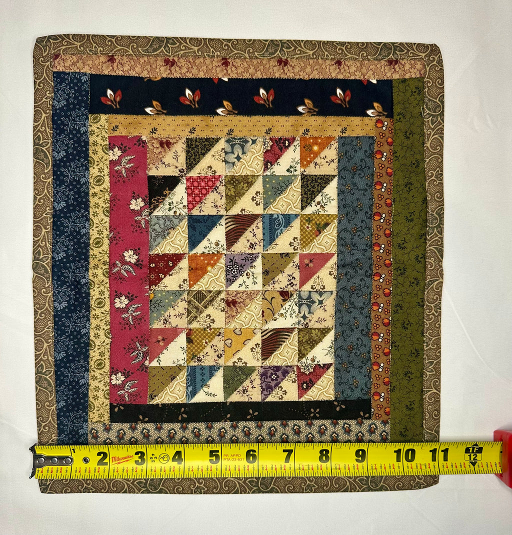 Handmade Scrappy Patchwork Mini Quilt – 11" × 12"