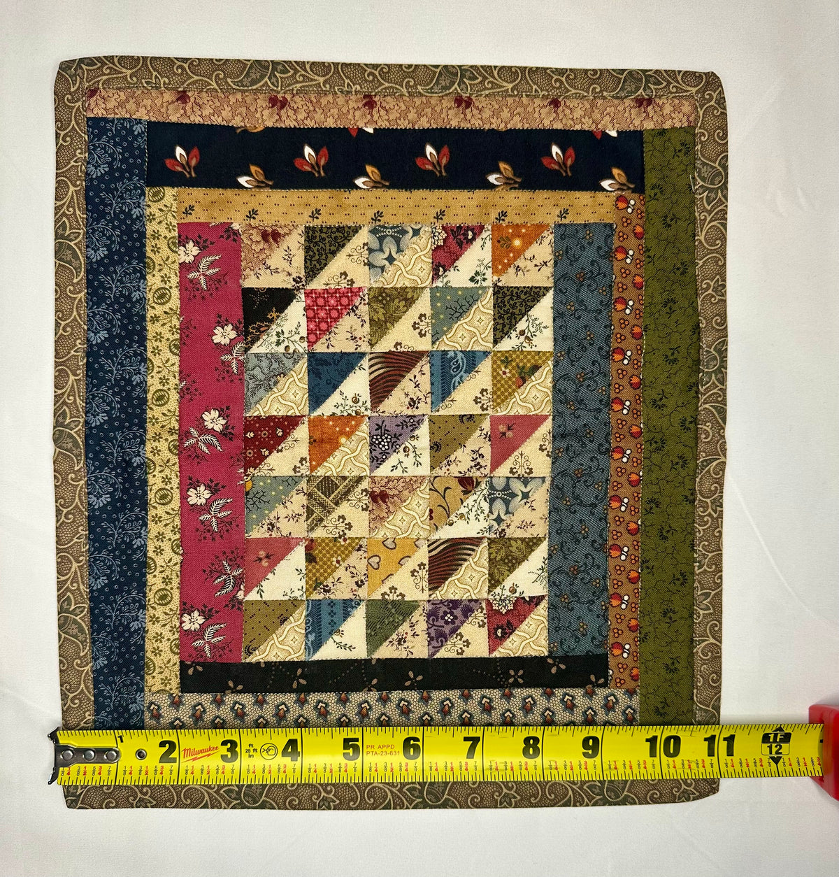 Handmade Scrappy Patchwork Mini Quilt – 11" × 12"