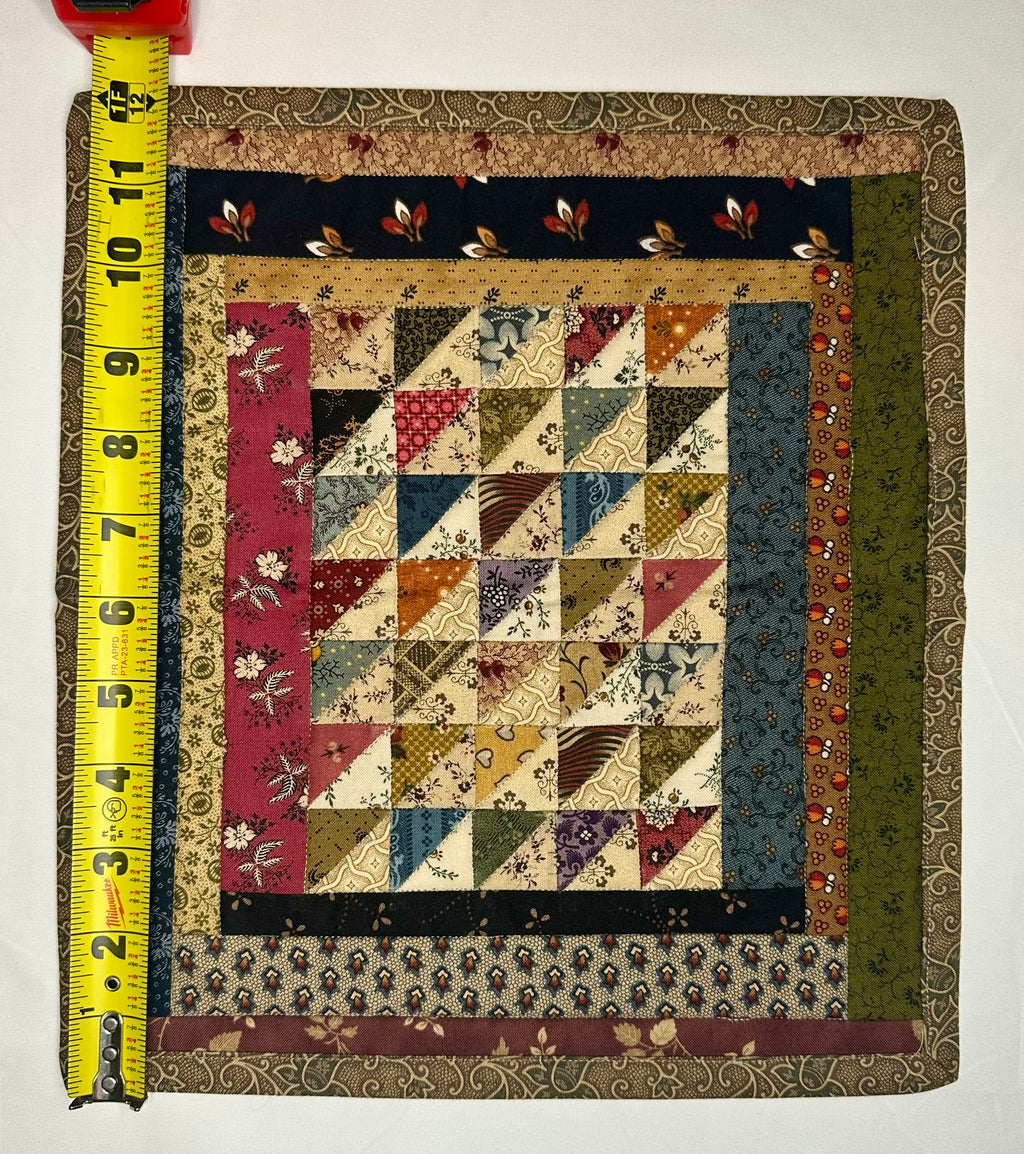Handmade Scrappy Patchwork Mini Quilt – 11" × 12"