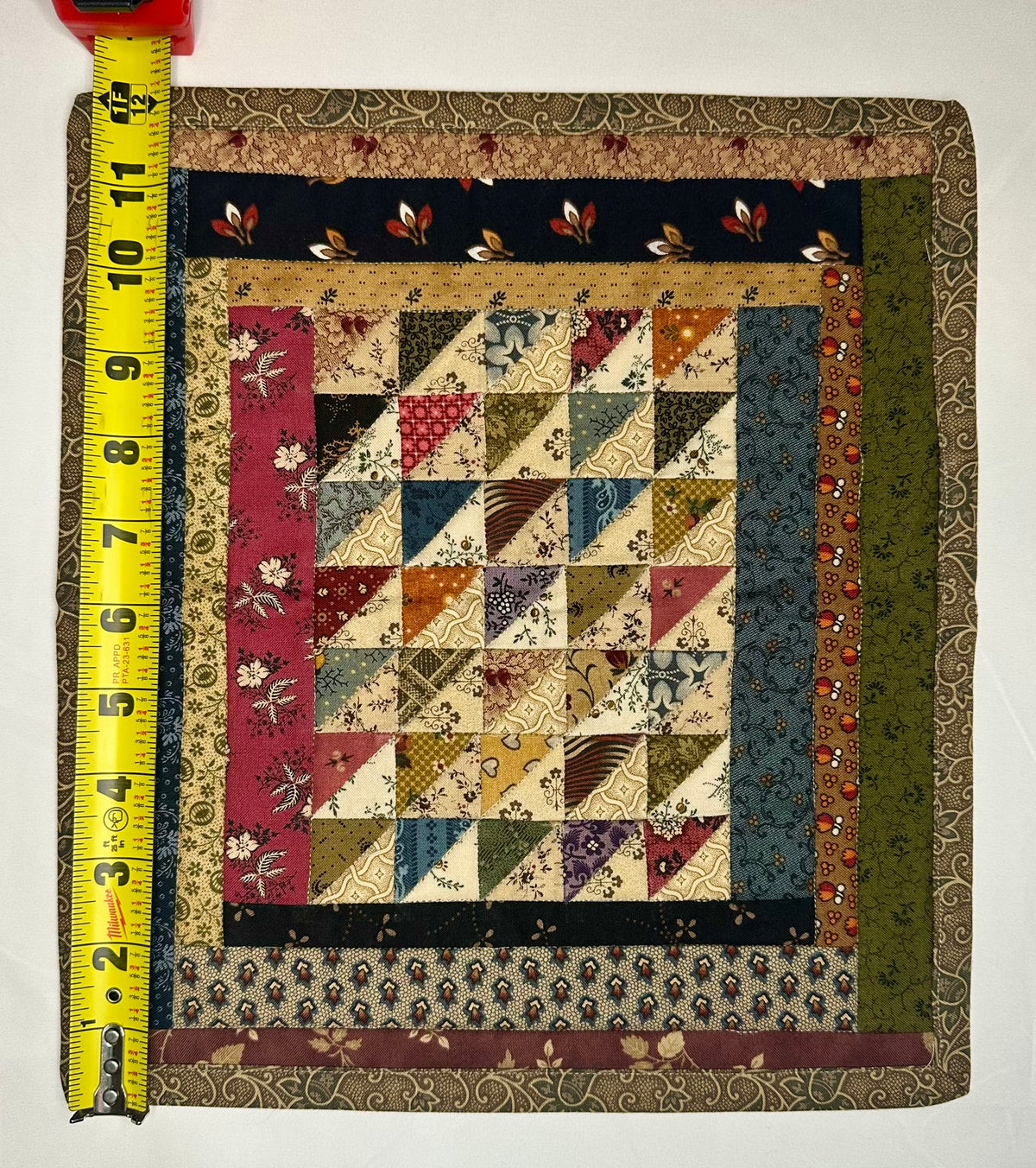 Handmade Scrappy Patchwork Mini Quilt – 11" × 12"