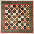 Handmade Nine-Patch Quilt – 27" × 27"