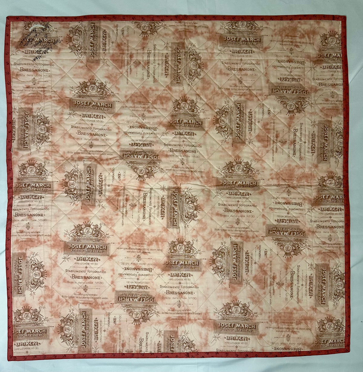Handmade Nine-Patch Quilt – 27" × 27"