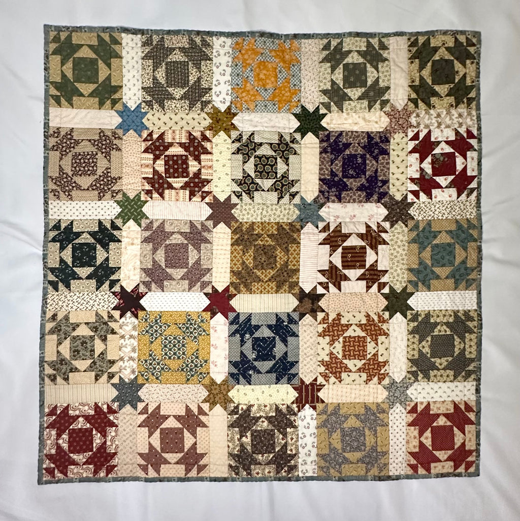 Handmade Churn Dash Patchwork Quilt – 35" × 35"
