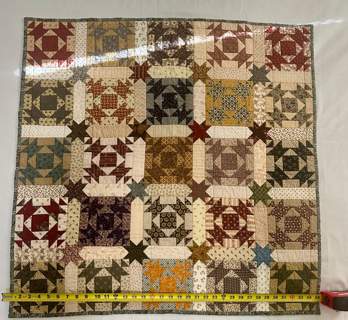 Handmade Churn Dash Patchwork Quilt – 35" × 35"
