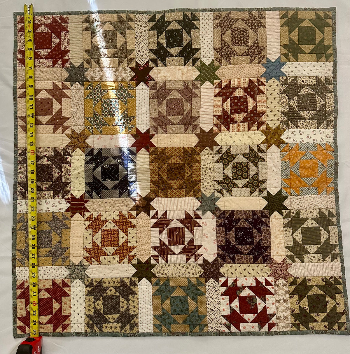Handmade Churn Dash Patchwork Quilt – 35" × 35"
